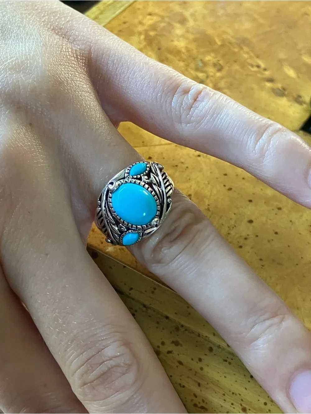 Sleeping Beauty Turquoise Sterling Silver Ring Size 7